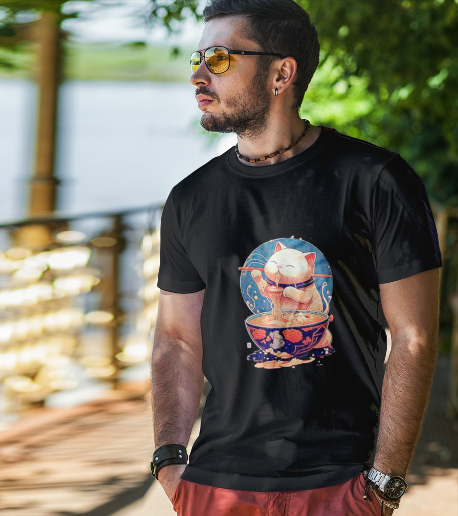 Kawaii Cat Noodle Delight Ramen Bowl T-Shirt