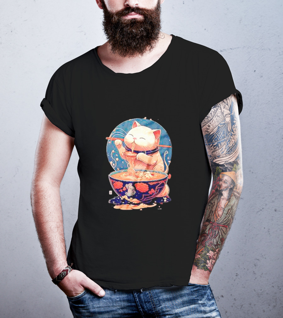 Kawaii Cat Noodle Delight Ramen Bowl T-Shirt