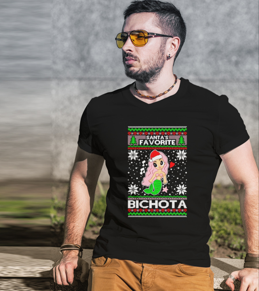 Santa's Favorite Bichota Mermaid Christmas T-Shirt
