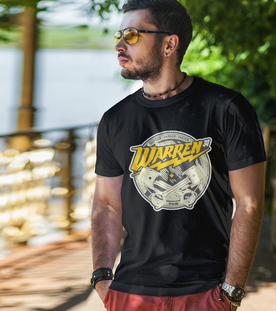Shiftier Harder Faster Warren 30 Racing Pistons PMF T-Shirt