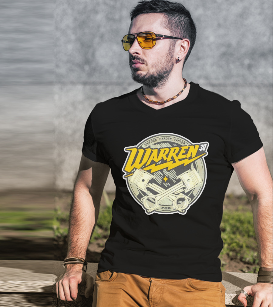 Shiftier Harder Faster Warren 30 Racing Pistons PMF T-Shirt