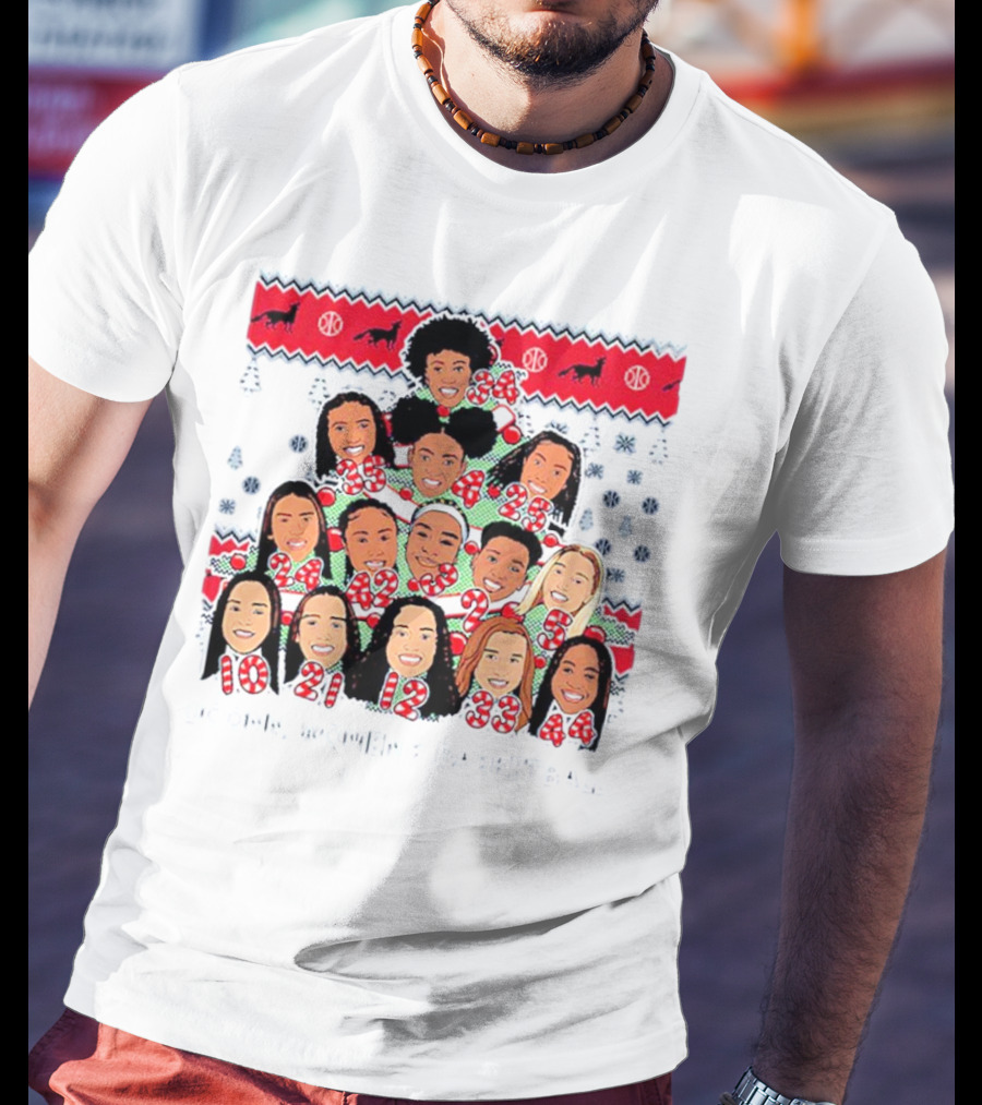 UConn Women's Basketball Player Caricatures Christmas T-Shirt
