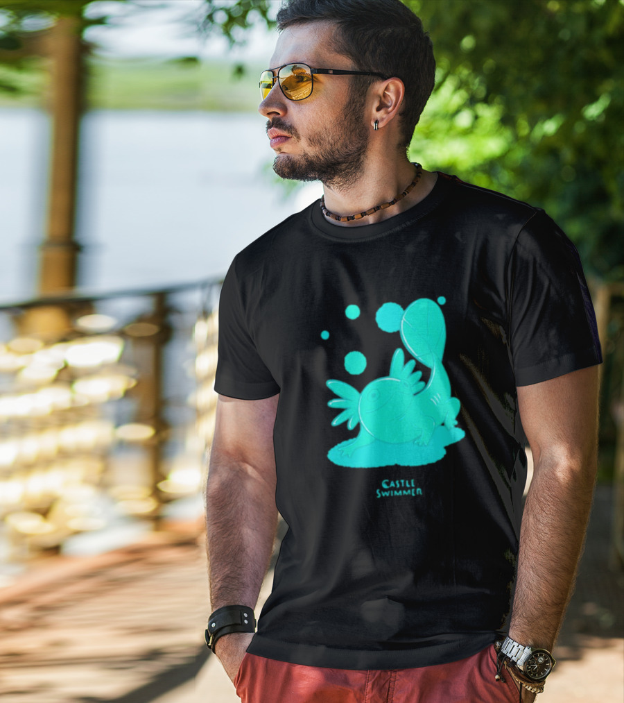 Castle Swimmer Glowing Axolotl Bubbles T-Shirt