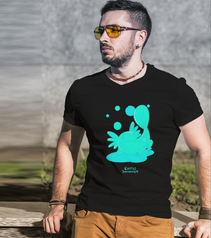 Castle Swimmer Glowing Axolotl Bubbles T-Shirt