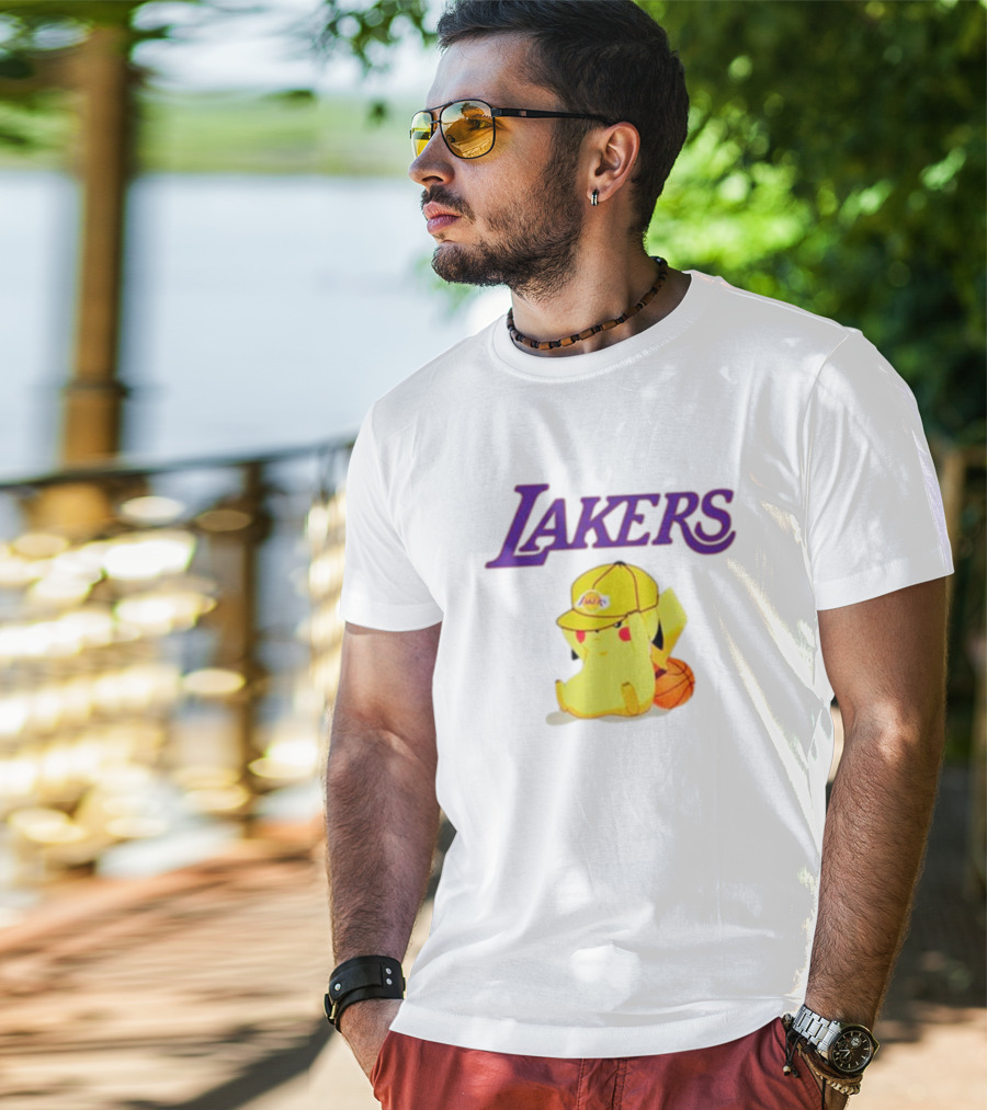 Lakers Pikachu Basketball Hat Combo T-Shirt