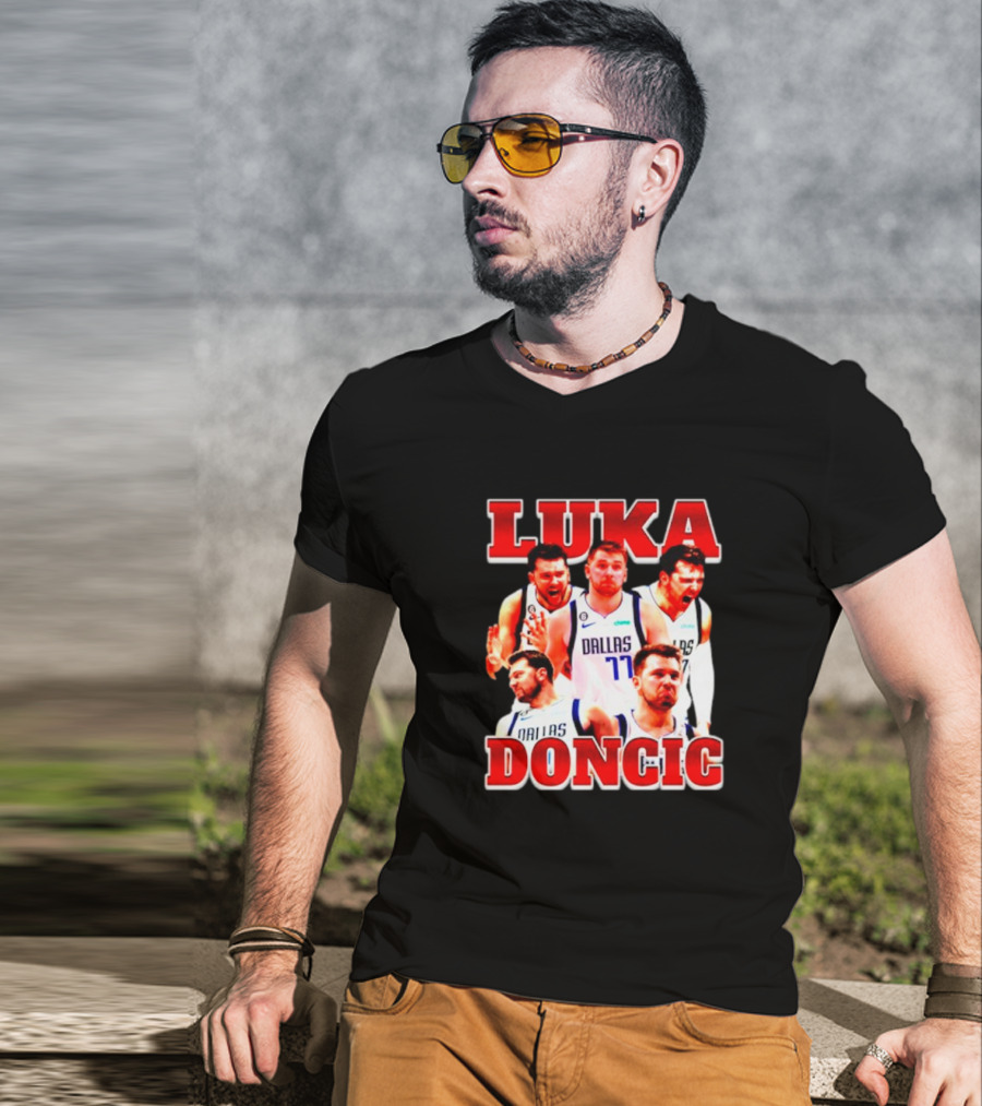 Luka Doncic Dallas Basketball Player Collage T-Shirt