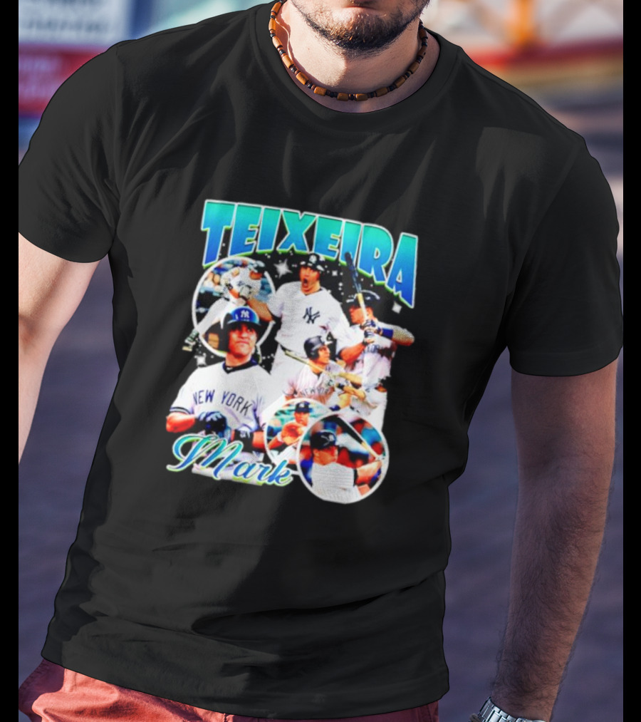 Mark Teixeira New York Baseball Highlight Collage T-Shirt
