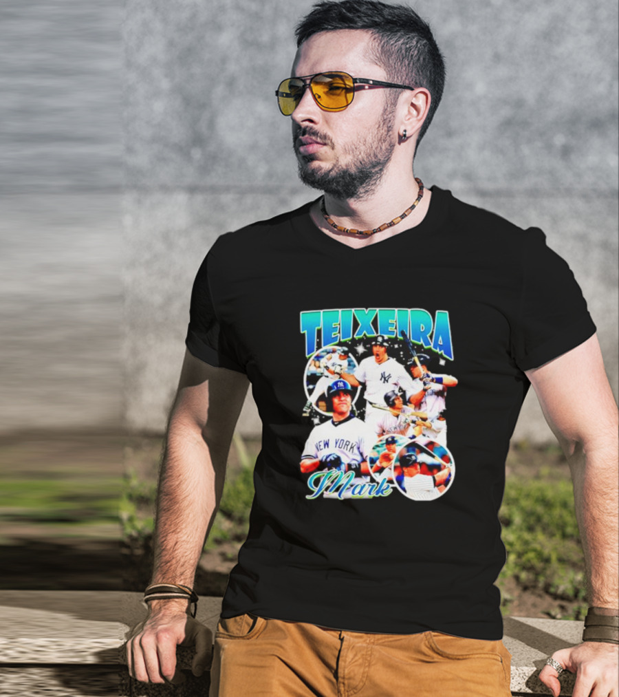 Mark Teixeira New York Baseball Highlight Collage T-Shirt