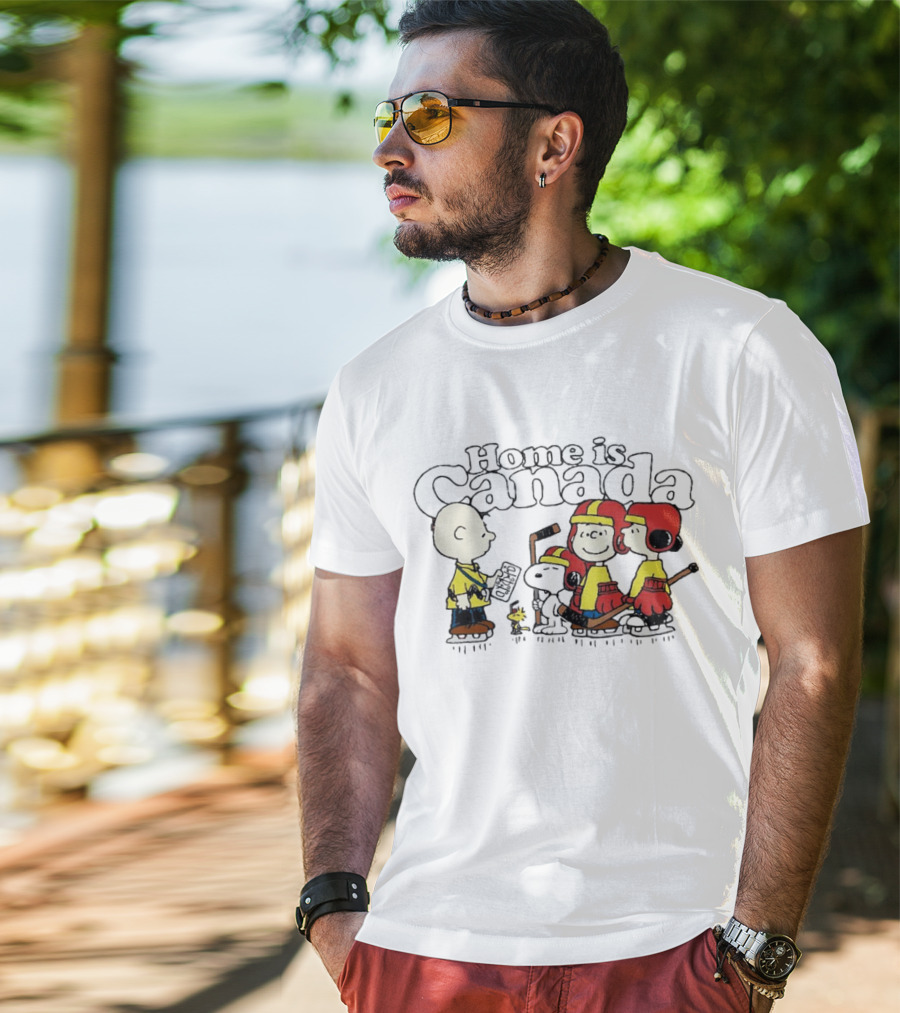 Home Is Canada Peanuts Hockey Charlie Brown Snoopy Canada T-Shirt