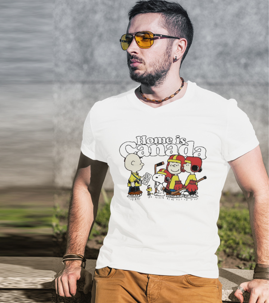 Home Is Canada Peanuts Hockey Charlie Brown Snoopy Canada T-Shirt