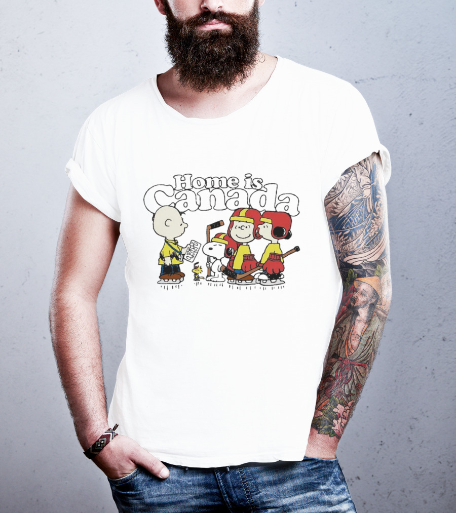 Home Is Canada Peanuts Hockey Charlie Brown Snoopy Canada T-Shirt