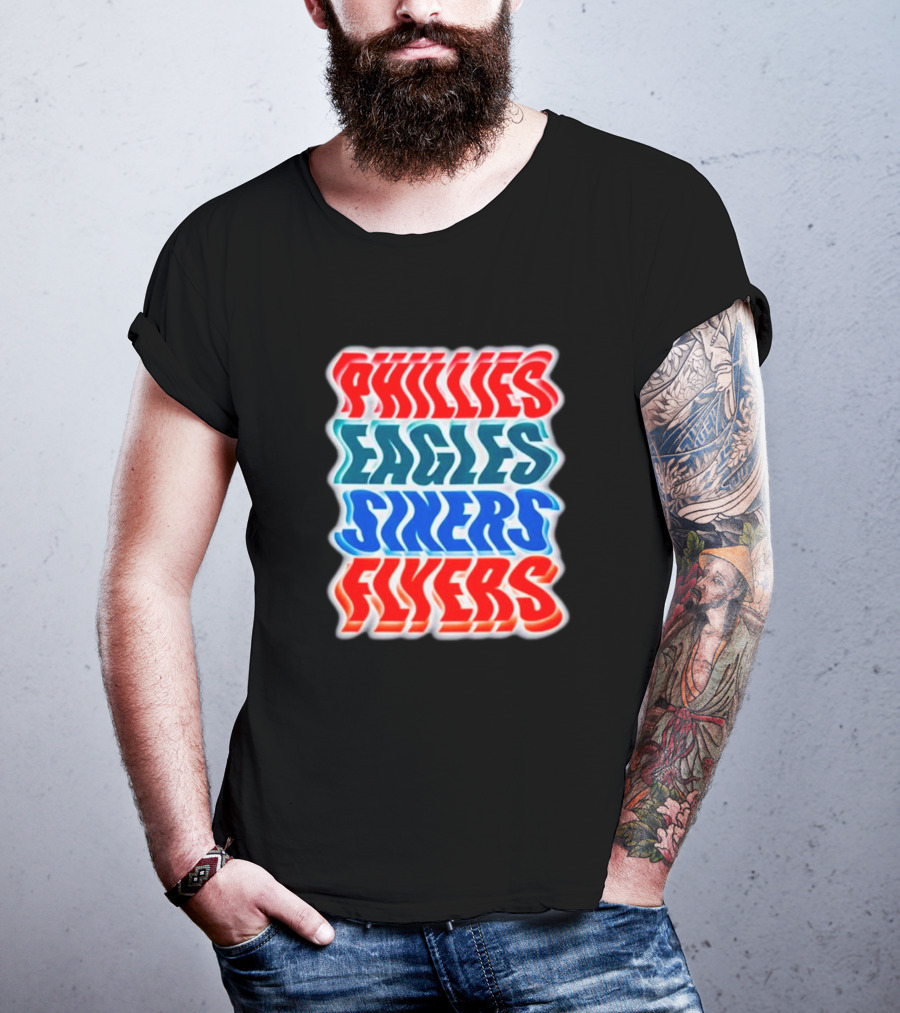 Phillies Eagles Sixers Flyers Sports Teams Text T-Shirt