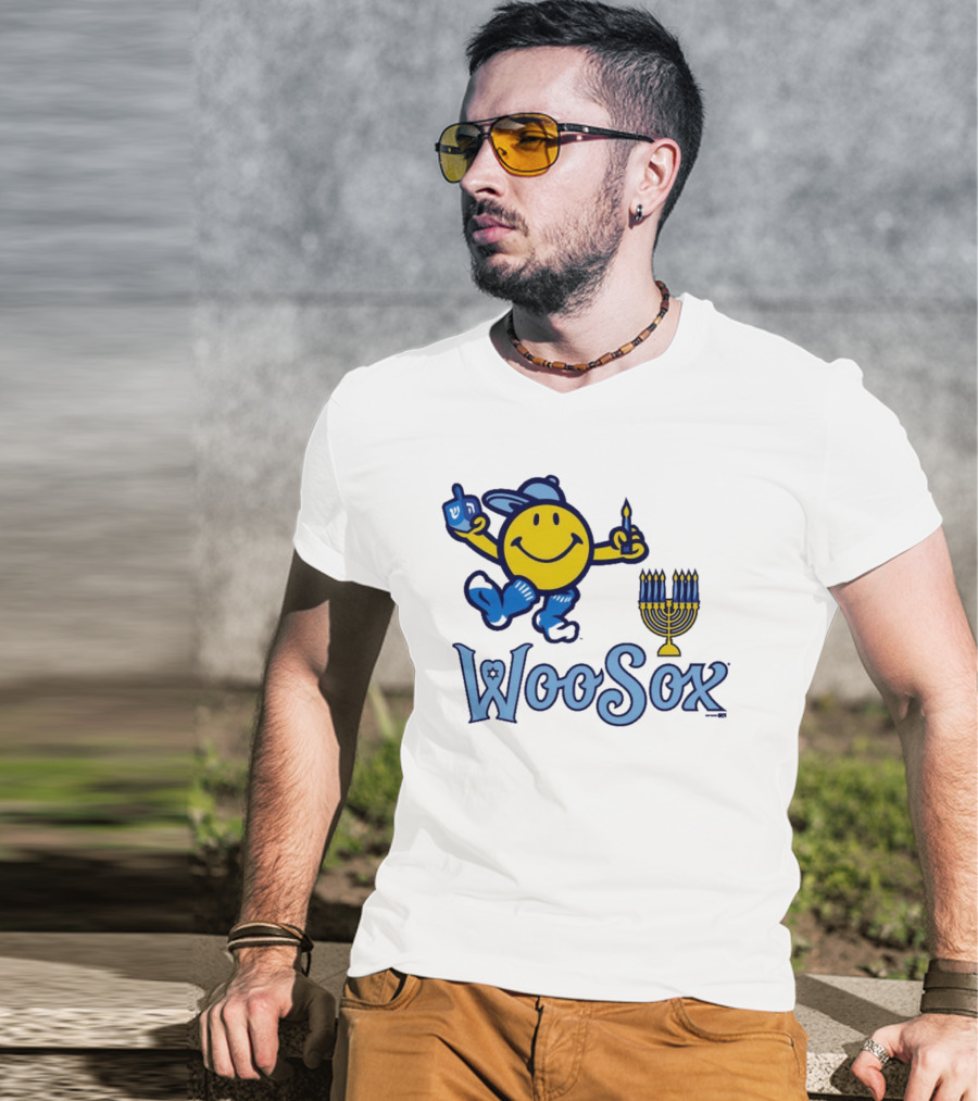 Worcester Red Sox Hannukkah Smiley Dreidel Menorah WooSox T-Shirt