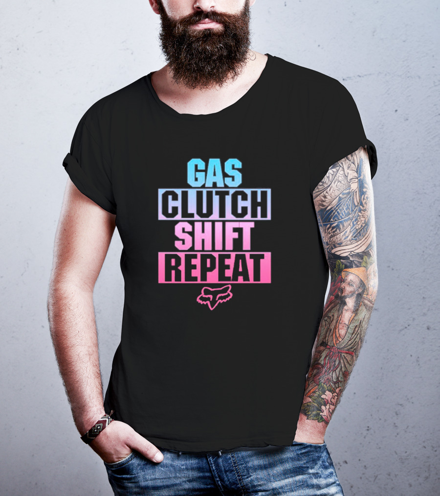 Gas Clutch Shift Repeat Fox Racing Logo T-Shirt