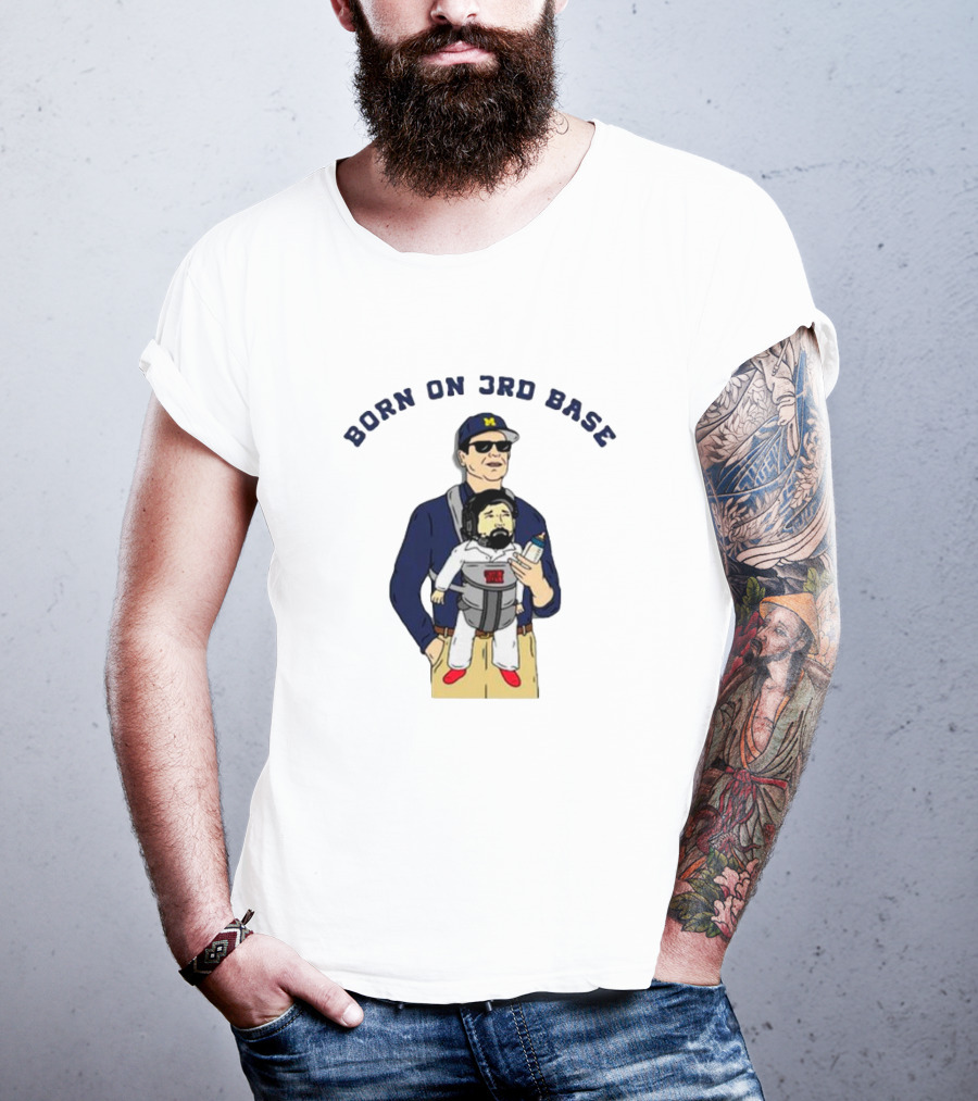 Michigan Wolverines Born On 3rd Base Coach Baby Carrier T-Shirt