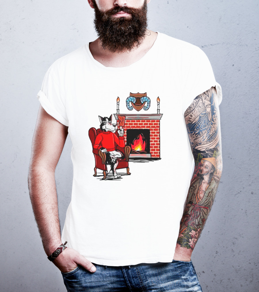 NC State Wolfpack Relaxing By Fireplace Victory Scene T-Shirt