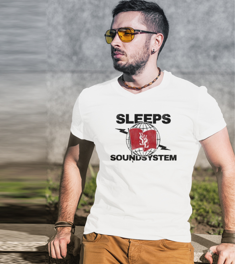 Sleeps Soundsystem Global Red Flag Emblem T-Shirt