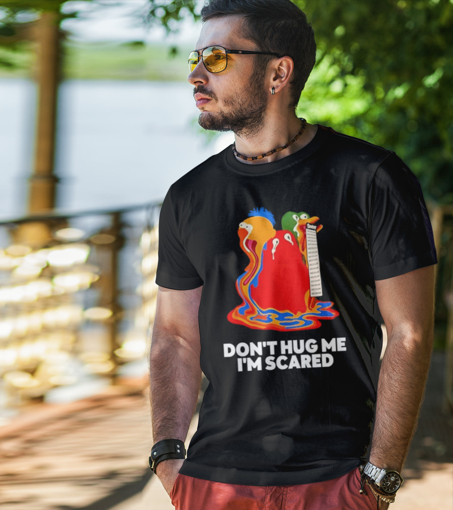 Don't Hug Me I'm Scared Melting Characters With Medium Tag T-Shirt