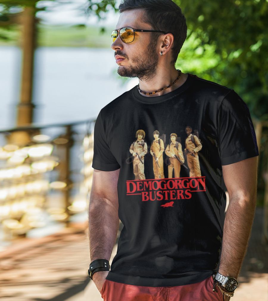 Demogorgon Busters Featuring Myles Garrett In Ghostbusters T-Shirt
