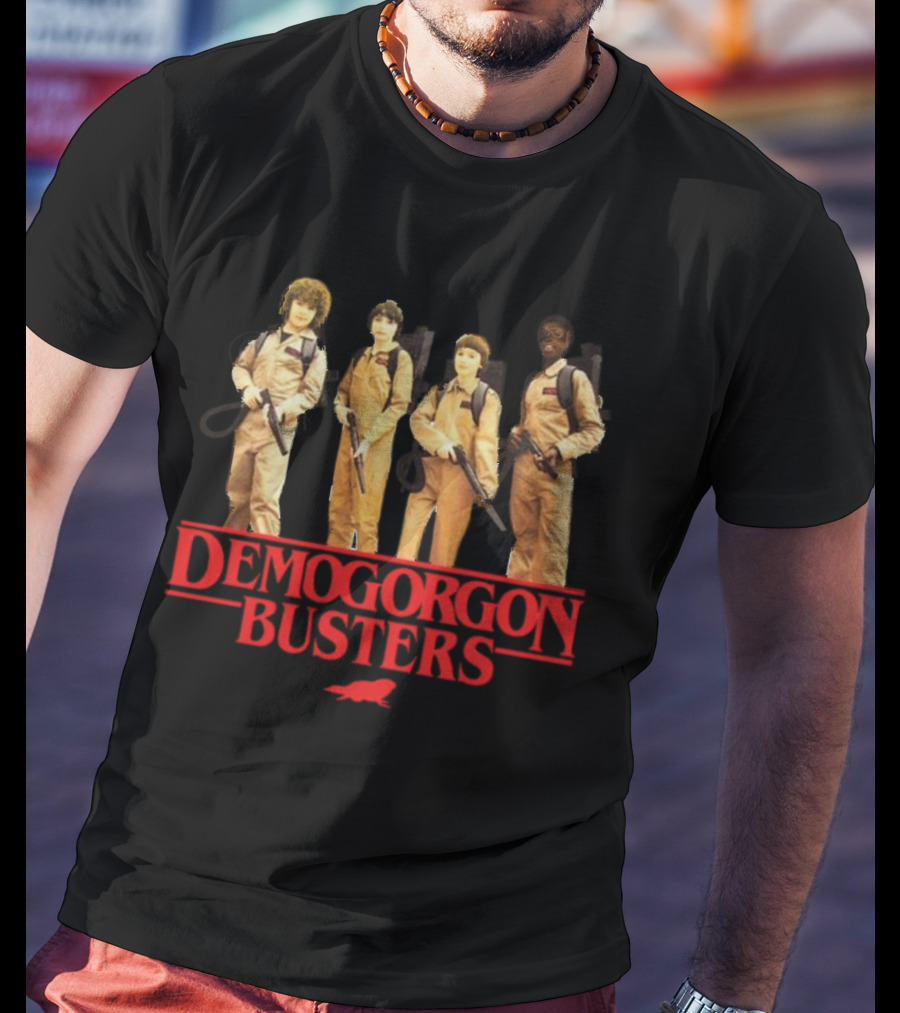 Demogorgon Busters Featuring Myles Garrett In Ghostbusters T-Shirt