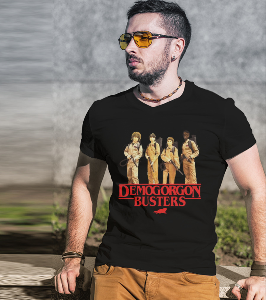 Demogorgon Busters Featuring Myles Garrett In Ghostbusters T-Shirt