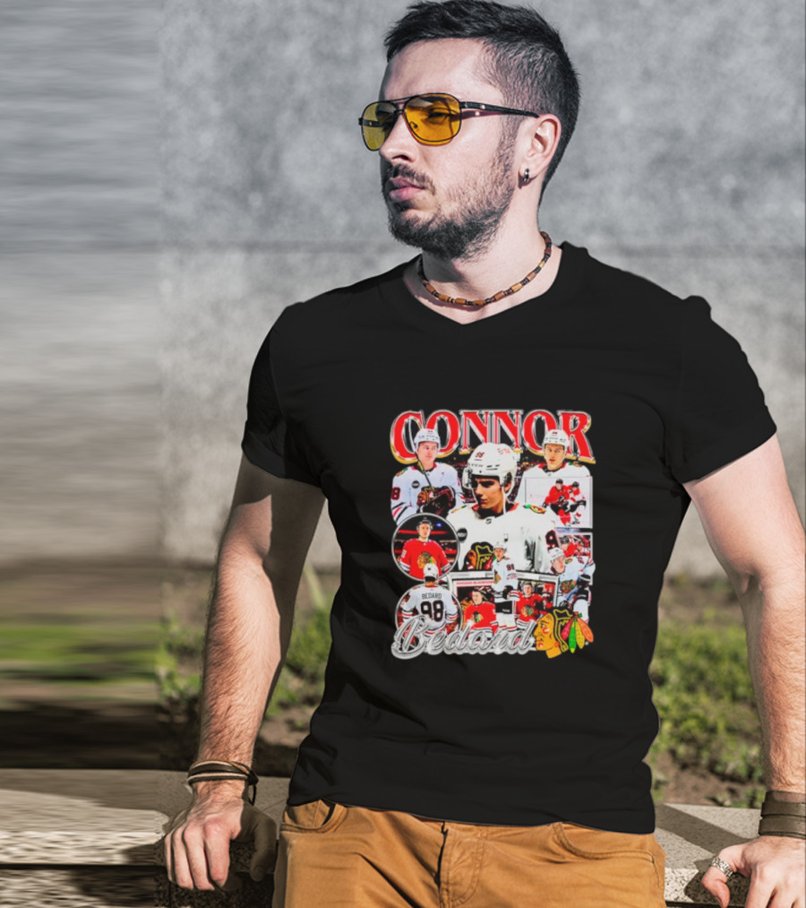Connor Bedard Chicago Blackhawks NHL Player Collage T-Shirt