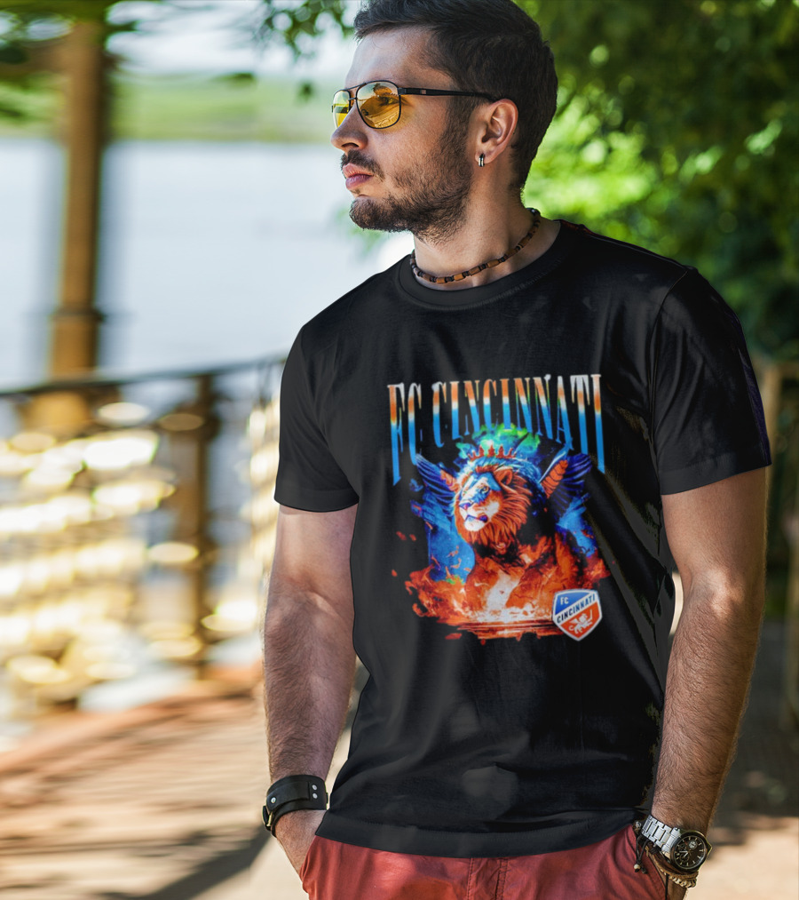 FC Cincinnati Winged Lion Fiery Crest T-Shirt