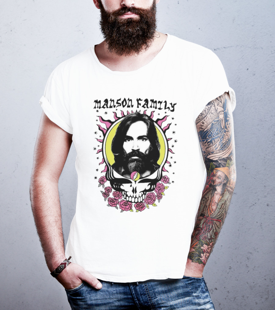 Manson Family Skull Roses Artwork With Grateful Dead T-Shirt