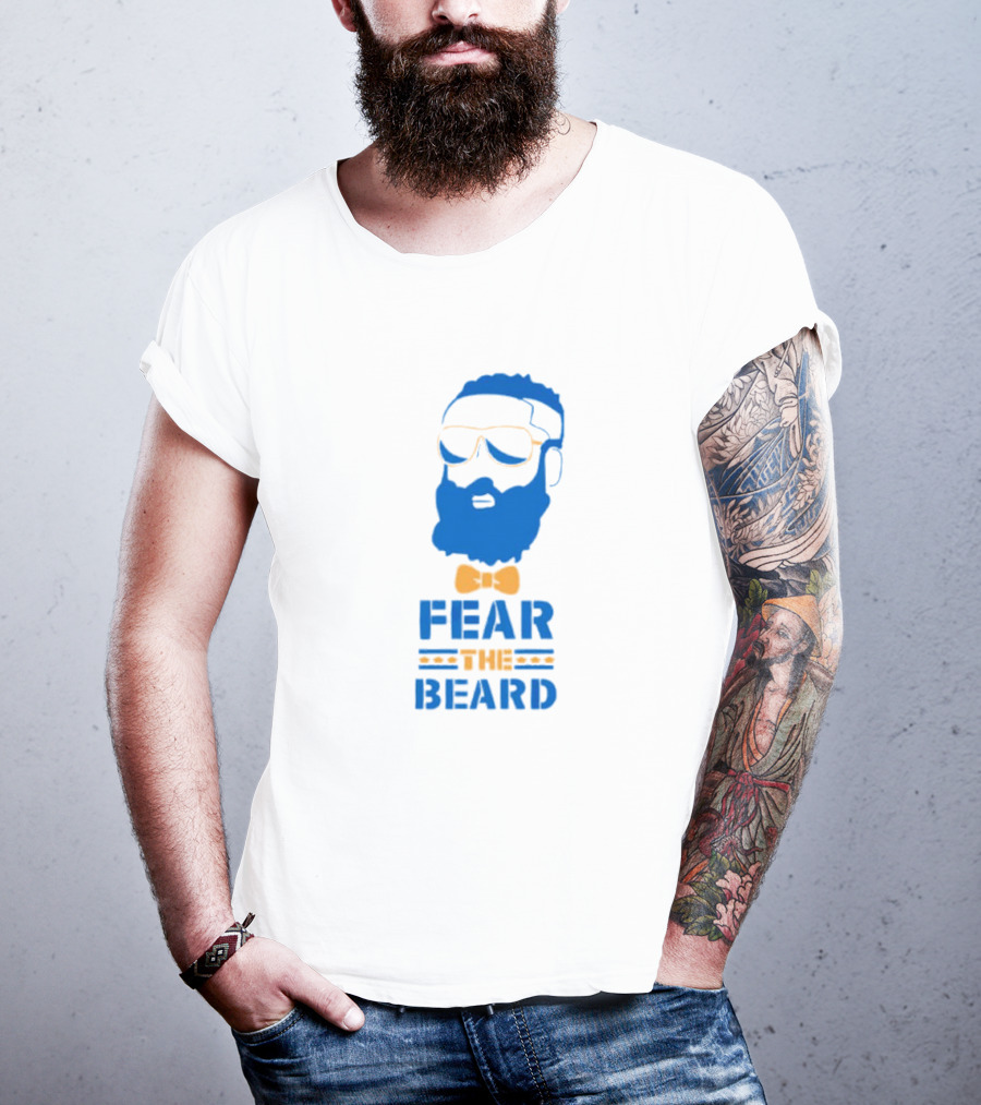 James Harden Basketball Fear The Beard Iconic Blue And Orange T-Shirt