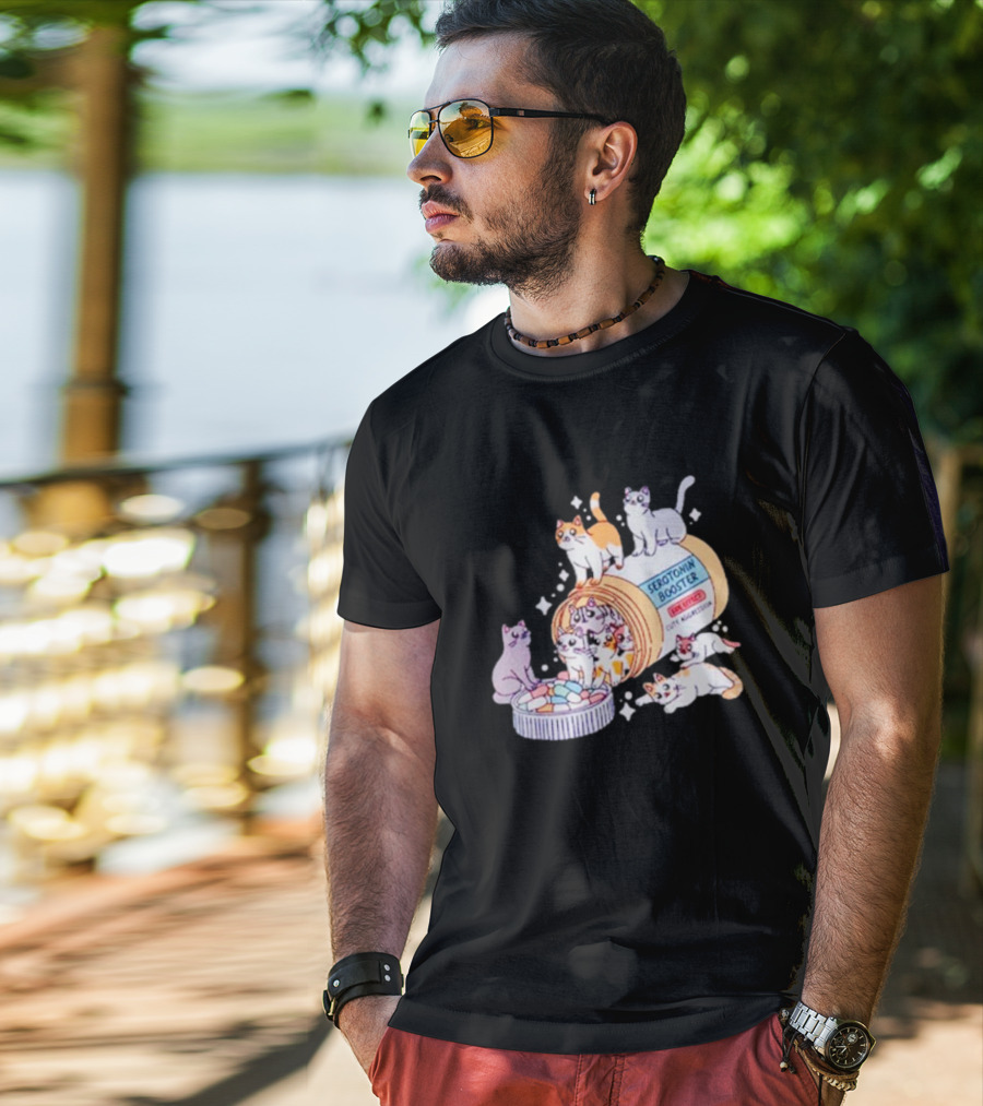 Serotonin Booster Cats Cute Antidepressant Kittens Happiness T-Shirt