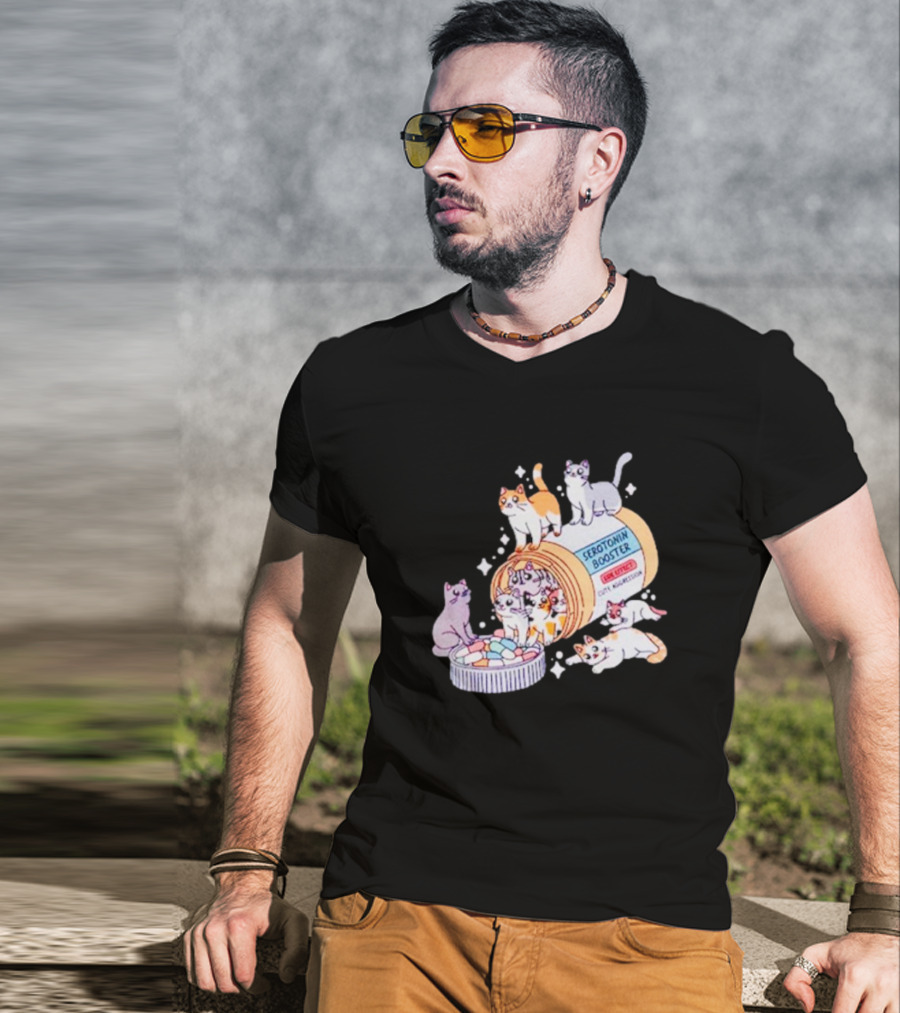 Serotonin Booster Cats Cute Antidepressant Kittens Happiness T-Shirt