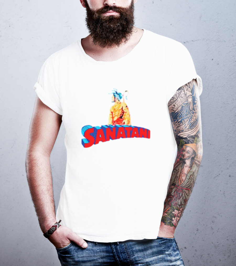 Sanatani Warrior Artwork Featuring Traditional Figure T-Shirt