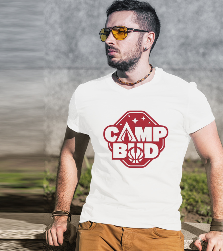 CAMP BUD Basketball Stars And Tent T-Shirt