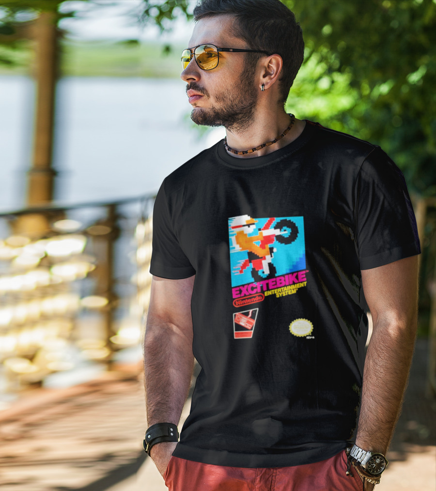 Excitebike Nintendo Entertainment System Retro Game Cover T-Shirt