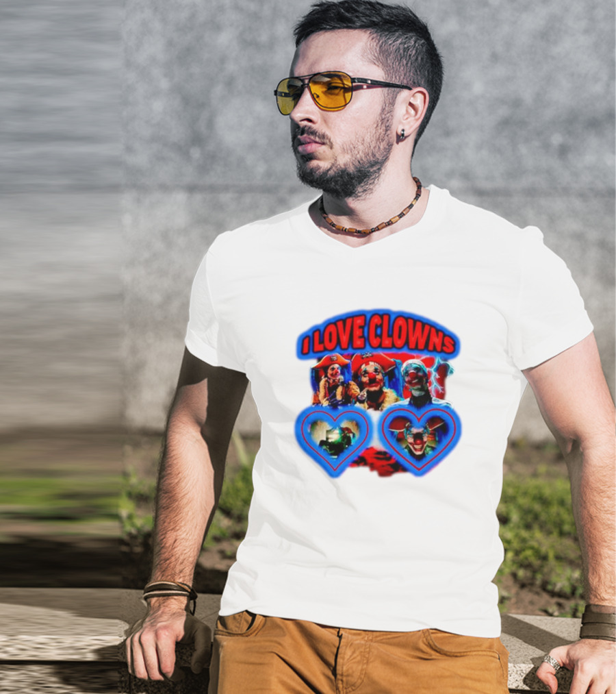 I Love Clowns Colorful Heart Faces T-Shirt