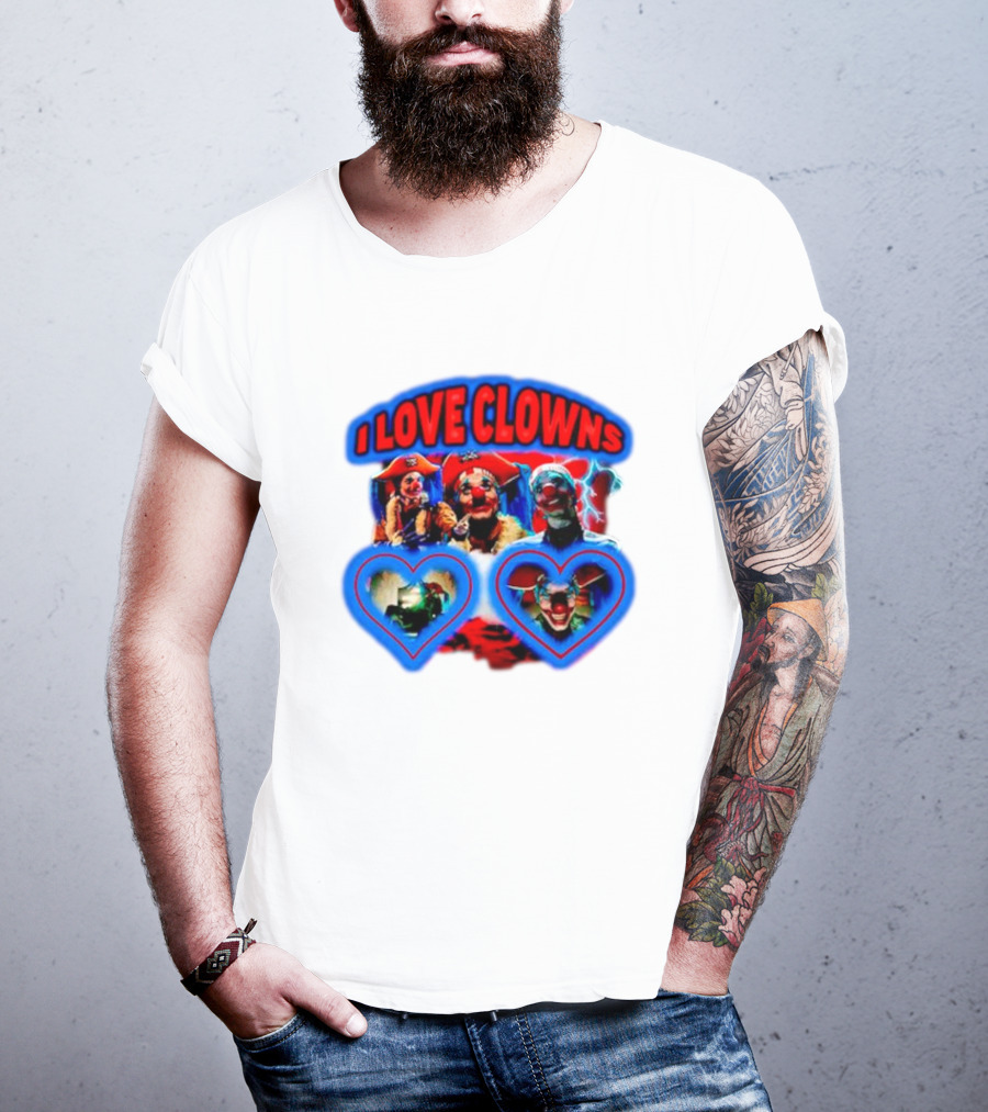 I Love Clowns Colorful Heart Faces T-Shirt