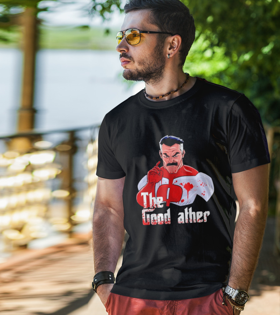 Omni Dad The Good Father Superhero Parody Red And White Costume T-Shirt