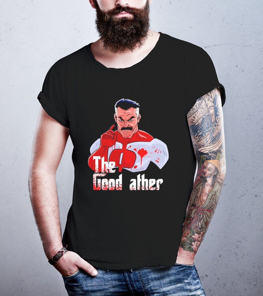 Omni Dad The Good Father Superhero Parody Red And White Costume T-Shirt