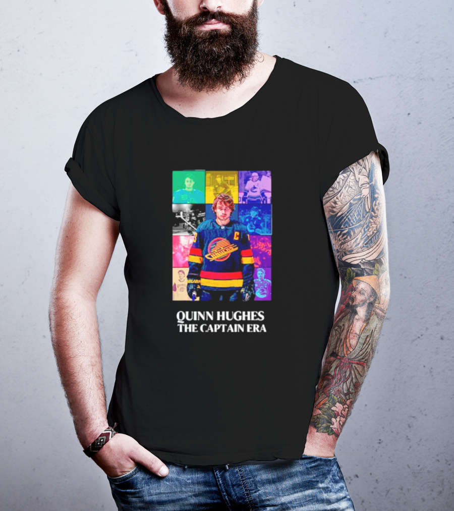 Quinn Hughes The Captain Era Multicolor Vancouver Hockey Legend T-Shirt