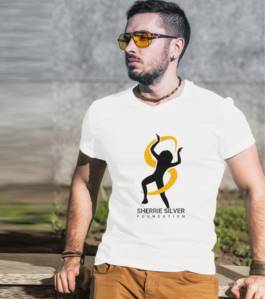 Sherrie Silver Foundation Dancing Silhouette With Yellow Ribbon T-Shirt