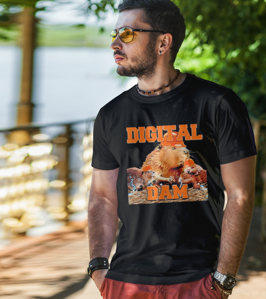 DIGITAL DAM BEAVER WITH HARD HATS T-Shirt