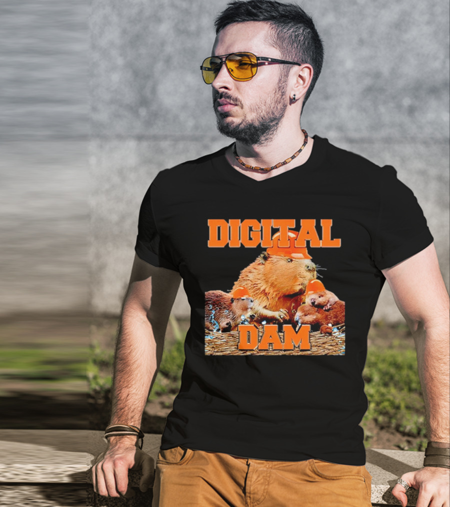 DIGITAL DAM BEAVER WITH HARD HATS T-Shirt