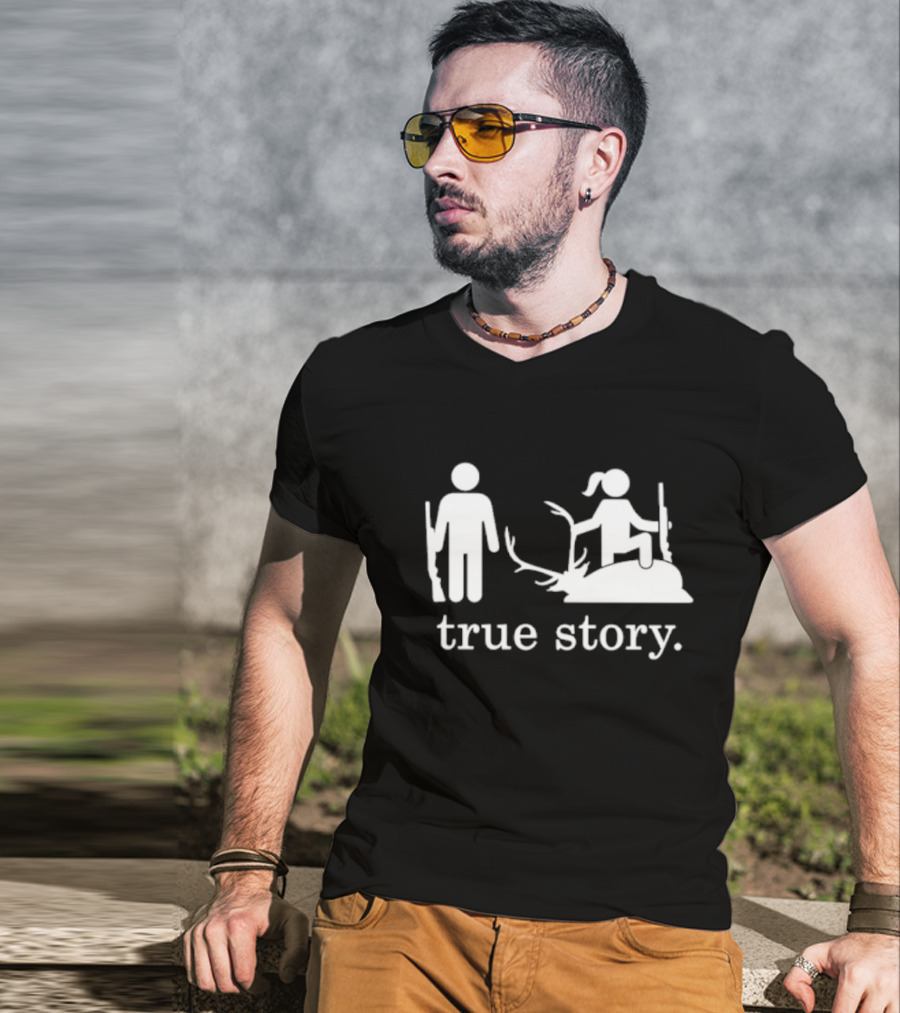 Hunting True Story Deer Silhouette With Rifle Icons T-Shirt