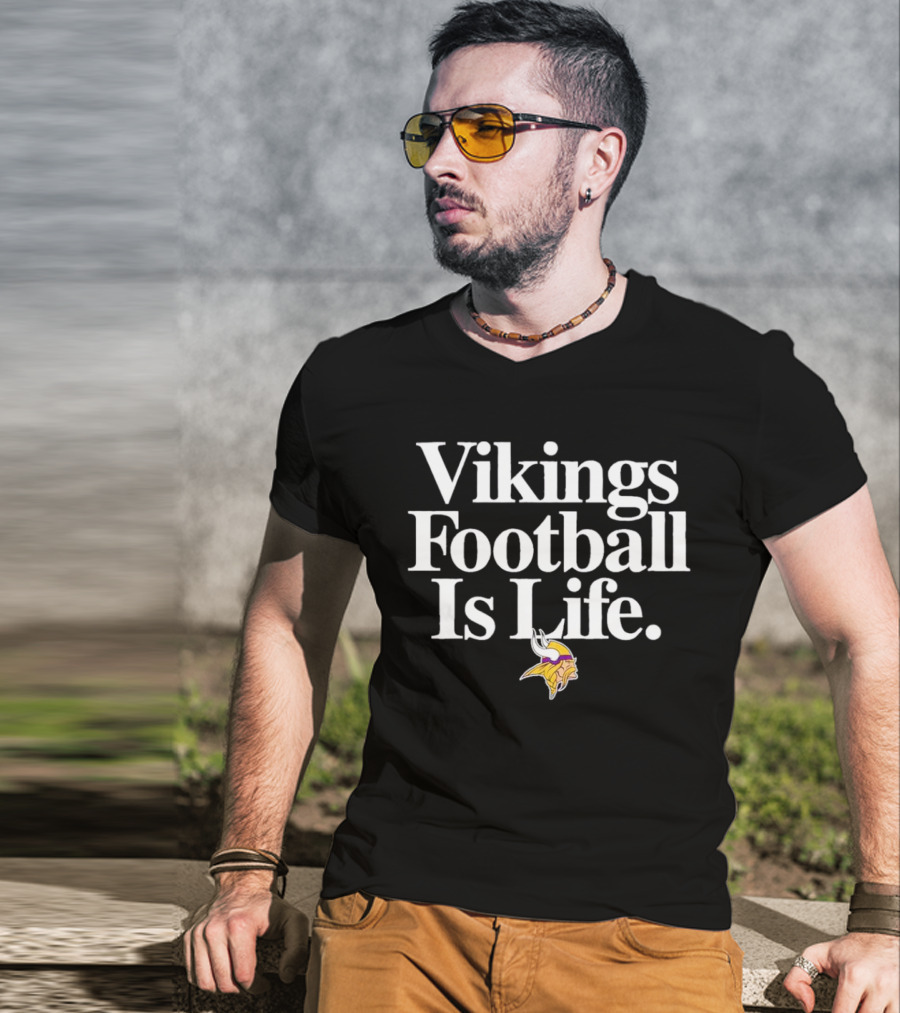 Minnesota Vikings Football Is Life With Iconic Viking Helmet T-Shirt