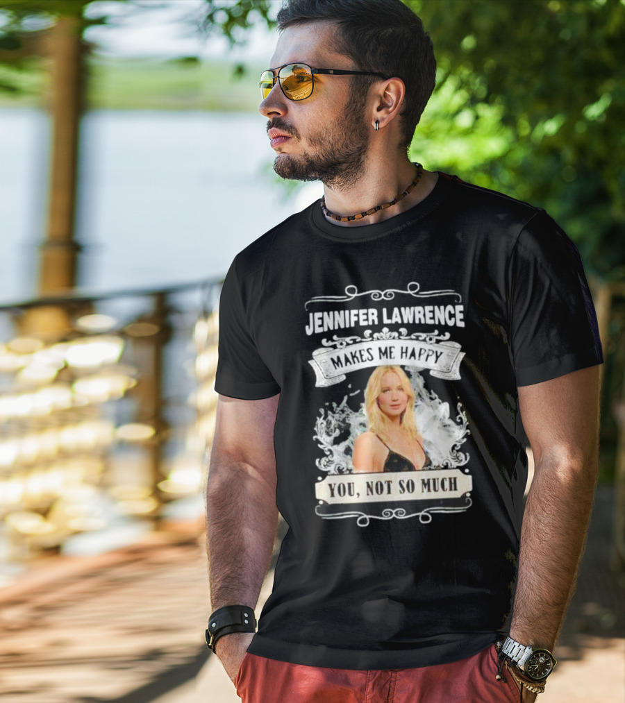 Jennifer Lawrence Makes Me Happy You Not So Much Cloud Motif T-Shirt