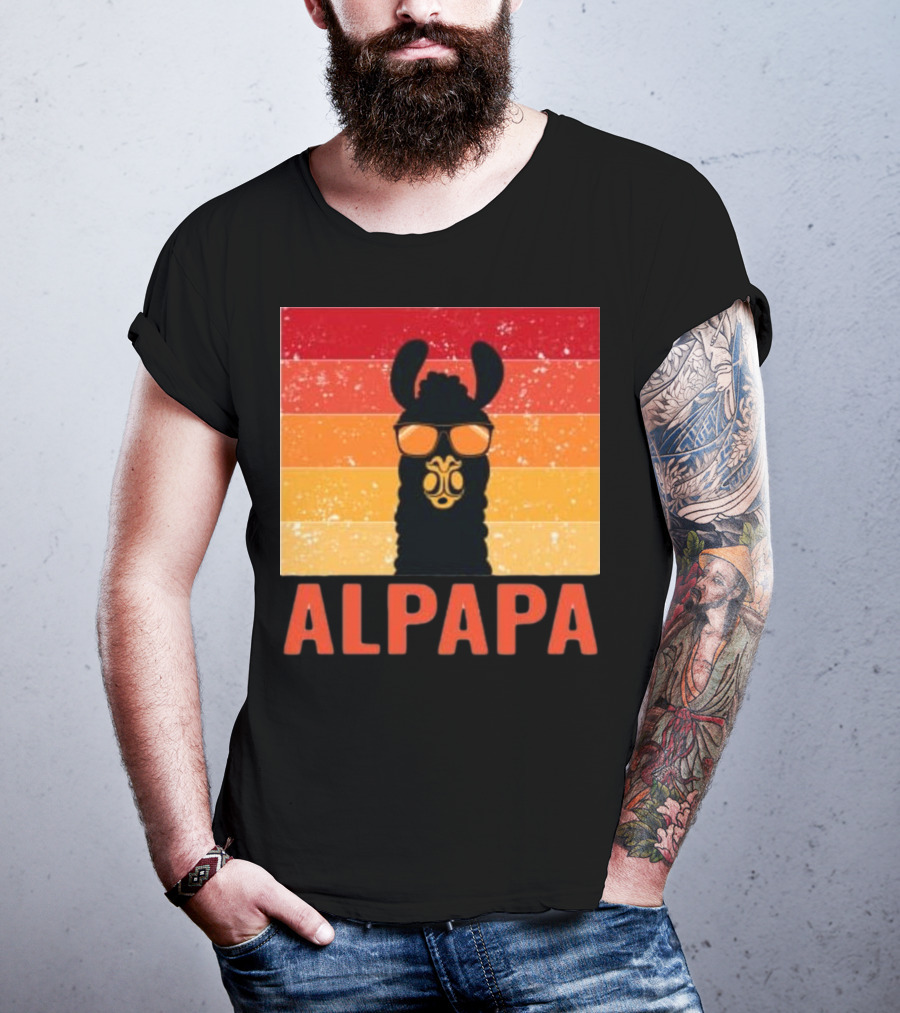 Alpapa Llamafathers Day Vintage Groovy T-Shirt