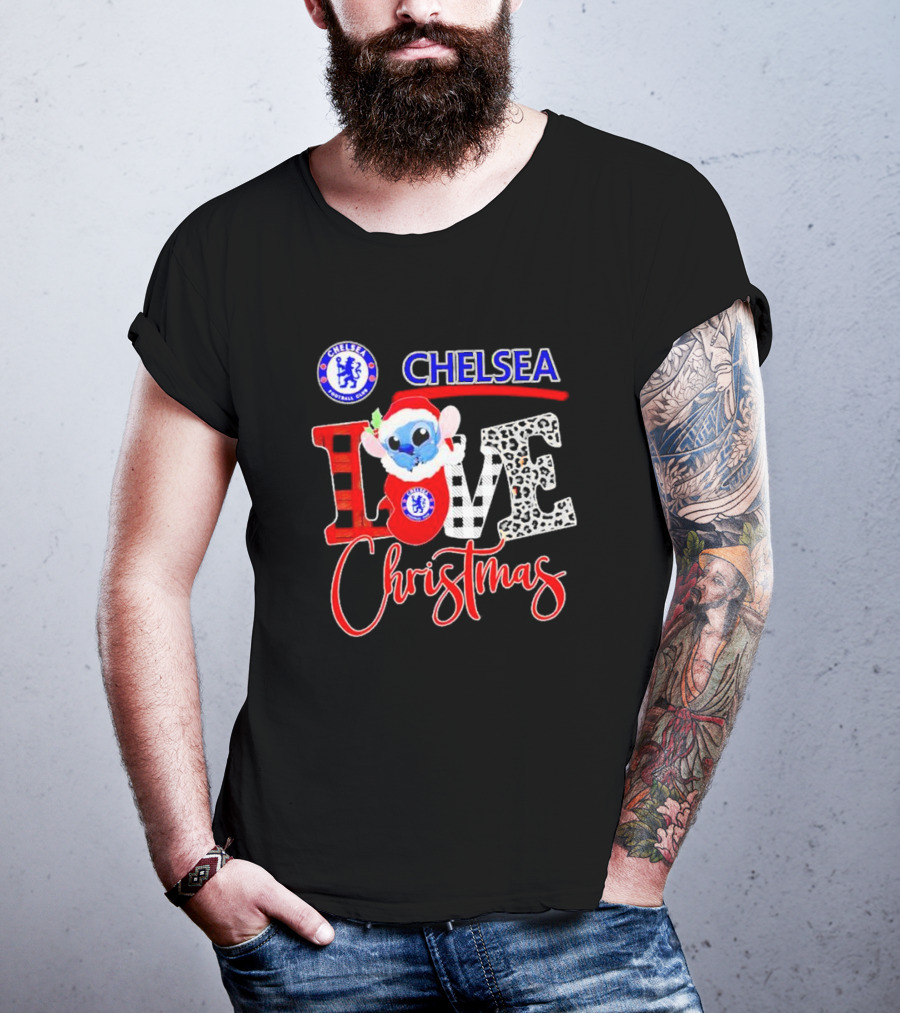 Chelsea Football Club Stitch Love Christmas T-Shirt