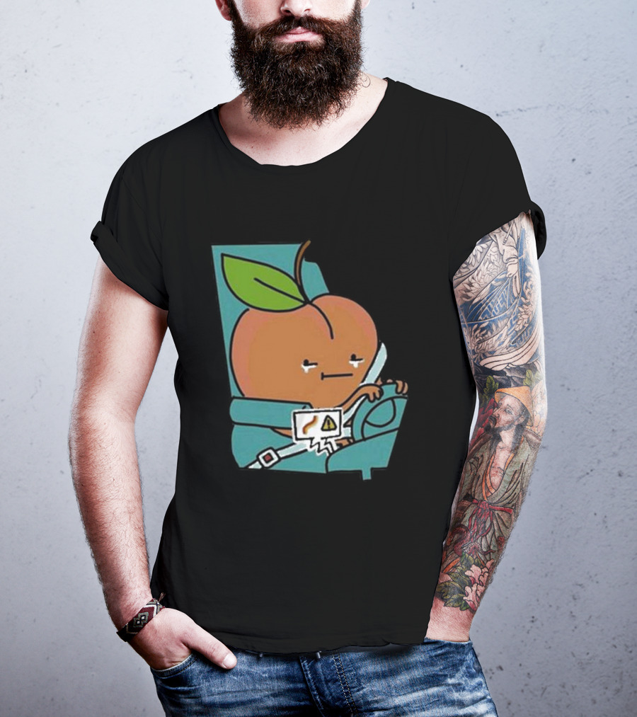 Peach Driving With Tears Fastened In Seatbelt Warning Signal T-Shirt