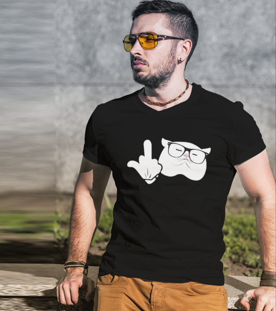 Steve Habetler Catturd Birdturd Glasses Cat Gesture T-Shirt