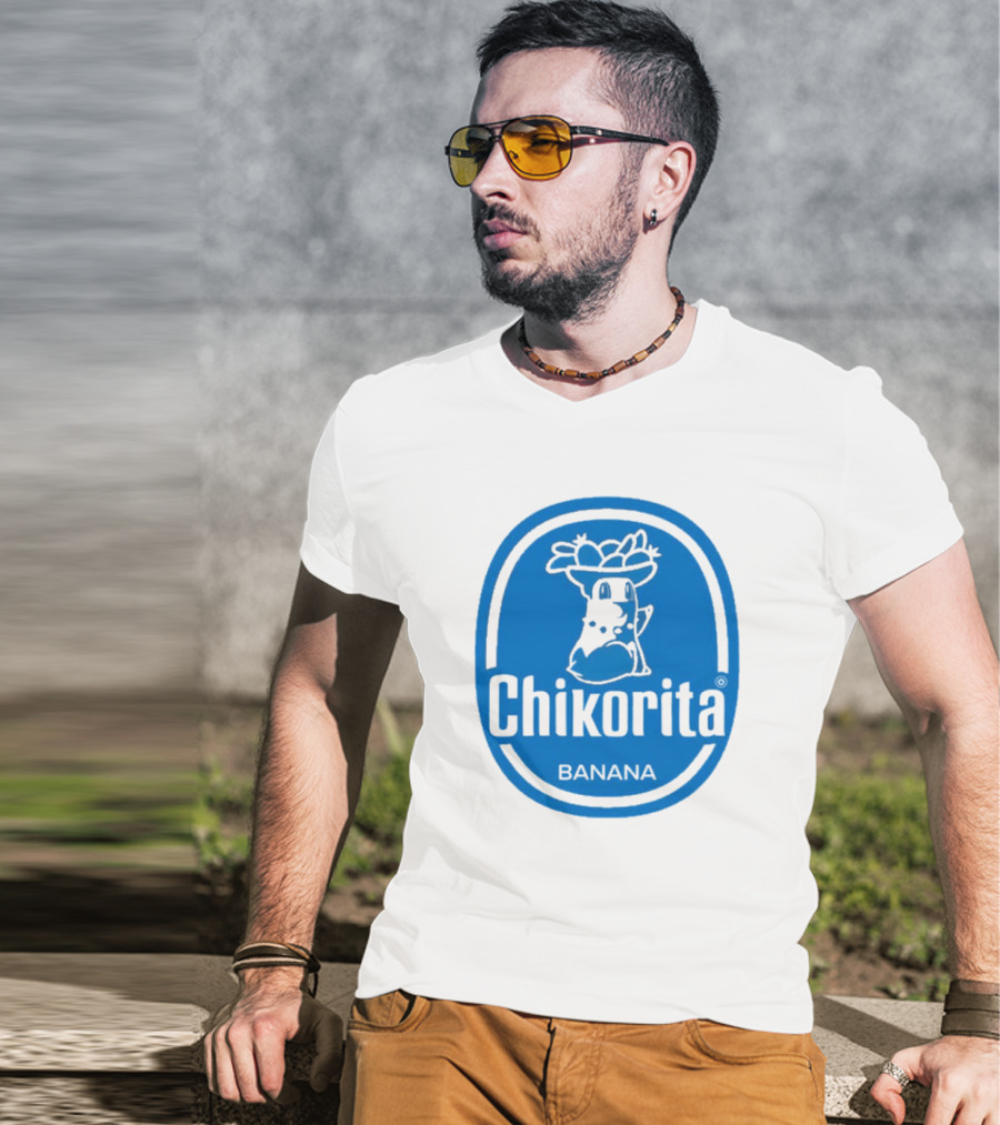 Chikorita Banana Crossover Logo Black And Blue T-Shirt